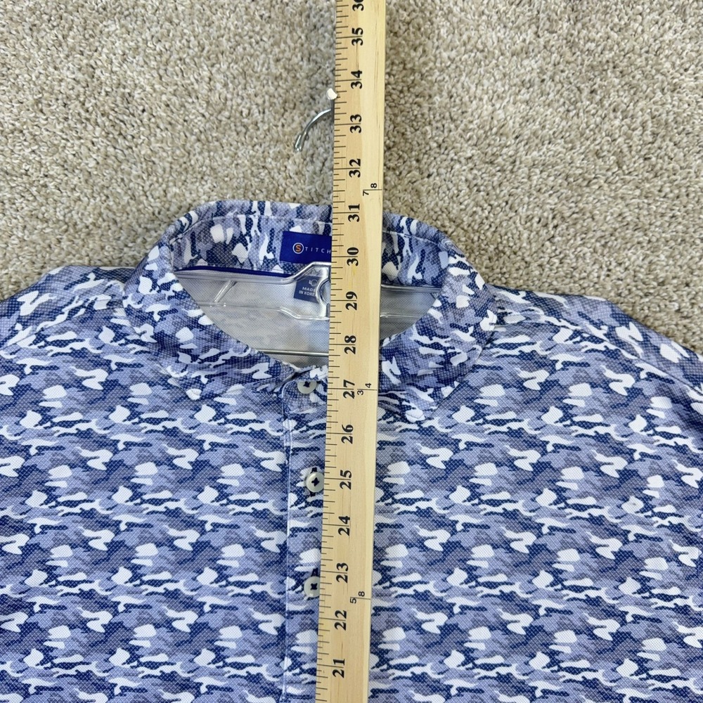 Stitch Golf Polo Mens Large Blue Camo Detroit Golf Club Performance Shirt - Picture 8 of 9